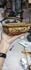 Chậu tròn, chữ nhật  mini đắp nổi gốm giả cổ Đồng Nai