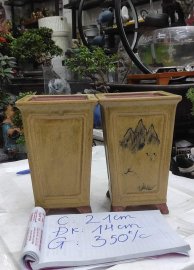 Chậu tròn + vuông trụ hàng trơn gốm giả cổ Đồng Nai