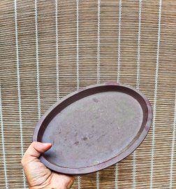 Thanh lý vài trăm k khay oval tử sa cát tím Tàu cũ triện mộc đủ..