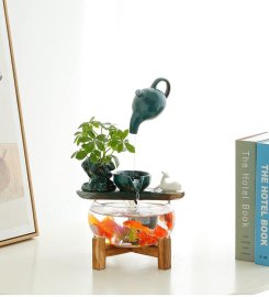 Thác nước phong thủy + bể cá