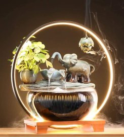 Thác nước phong thủy + kiêm bể cá + sông trầm