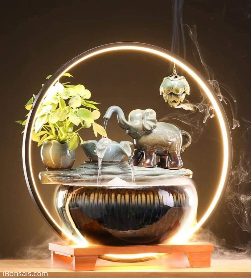 Thác nước phong thủy + kiêm bể cá + sông trầm