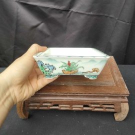 Chậu chữ nhật vẽ tay 4 mặt CN028