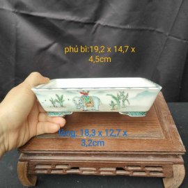 Chậu chữ nhật vẽ tay 4 mặt CN028
