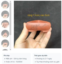 Chậu tam giác điêu khắc thủ công 3 mặt TG002