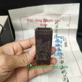 Chậu tử sa vuông, cao điêu khắc thủ công V032
