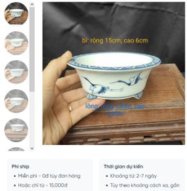 Chậu tròn vẽ tay Vân – hạc, Cảnh Đức T045
