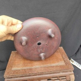 Chậu tử sa tròn, cạn, 3 chân phong cách T014