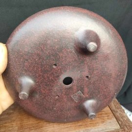 Chậu tử sa tròn, cạn, 3 chân phong cách T014