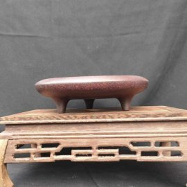 Chậu tử sa tròn, cạn, 3 chân phong cách T014