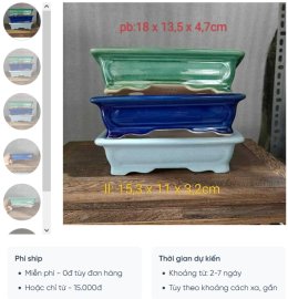 Chậu chữ nhật phủ men rạn CN036