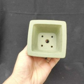 Chậu tử sa vuông, điêu khắc thủ công V042