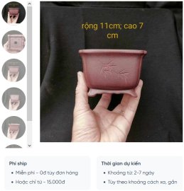 Chậu cát tím vuông điêu khắc thủ công V041