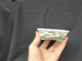 Chậu chữ nhật vẽ tay phong cảnh, 4 mặt Cn034