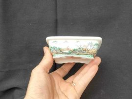 Chậu chữ nhật vẽ tay phong cảnh, 4 mặt Cn034