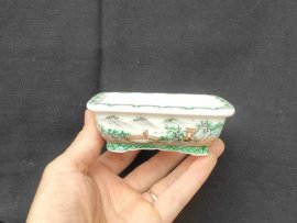 Chậu chữ nhật vẽ tay phong cảnh, 4 mặt Cn034