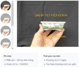 Chậu chữ nhật vẽ tay phong cảnh, 4 mặt Cn034