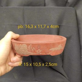 Chậu oval cạn, hoa văn đắp nổi OV010