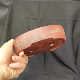 Chậu oval cạn, hoa văn đắp nổi OV010