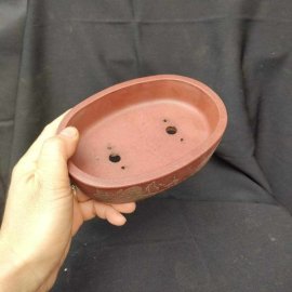 Chậu oval cạn, hoa văn đắp nổi OV010