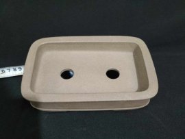 Chậu chữ nhật cạn, thủ công; màu xám CN005