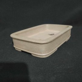 Chậu chữ nhật cạn, thủ công; màu xám CN005