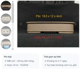 Chậu chữ nhật cạn, thủ công; màu xám CN005