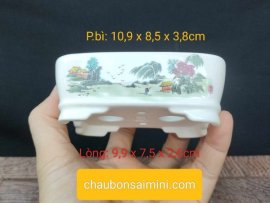 Chậu chữ nhật vẽ phong cảnh 2 mặt CN014
