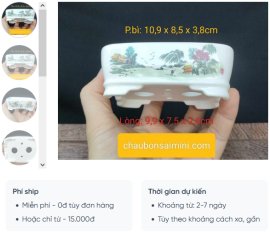 Chậu chữ nhật vẽ phong cảnh 2 mặt CN014