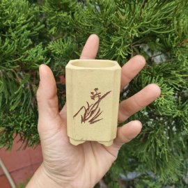 Chậu vuông, cao điêu khắc thủ công; size nhỏ V038
