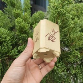 Chậu vuông, cao điêu khắc thủ công; size nhỏ V038