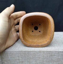 Chậu tử sa điêu khắc thủ công; quặng thô nguyên khoáng V048