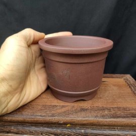 Chậu tròn điêu khắc thủ công; quặng thô nguyên bản T054