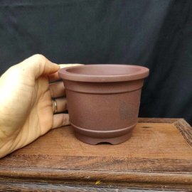 Chậu tròn điêu khắc thủ công; quặng thô nguyên bản T054