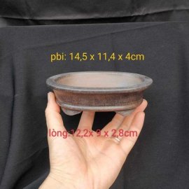 Chậu oval cạn chế tác thủ công; size nhỏ OV002