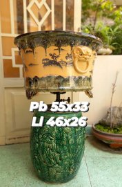Tác phẩm chậu vẽ tay tích Ngư - Tiều - Canh - Mục