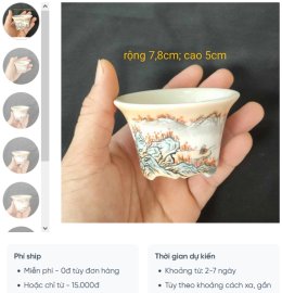 Chậu vẽ tay phong cảnh, miệng loe; size nhỏ T021
