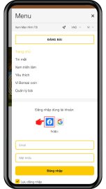 Đăng nhập dùng tài khoản Facebook
